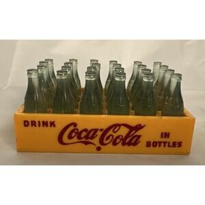 Vintage Miniature Coca Cola Plastic Yellow Case with 24 Bottles Mint Condition